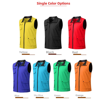 Γιλέκο με πολλές τσέπες, πολυεστέρα 300T υψηλής πυκνότητας, φερμουάρ, ίσιο κόψιμο, κατάλληλο για τέσσερις εποχές