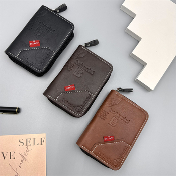 PU bőr akordeon kártyatartó – nagy kapacitás, több kártyahely, uniszex, betűs minta