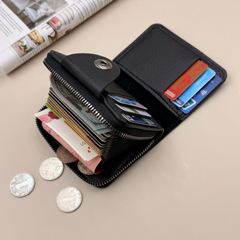 Akkordeon-stílusú kártyatartó pénztárca — nagy kapacitású, több kártyahely; uniszex; üzleti utazás stílus; Anyag: PU; Belső anyag: poliészter