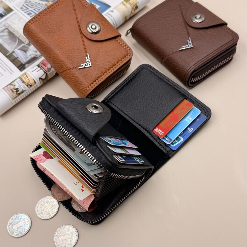 Akkordeon-stílusú kártyatartó pénztárca — nagy kapacitású, több kártyahely; uniszex; üzleti utazás stílus; Anyag: PU; Belső anyag: poliészter