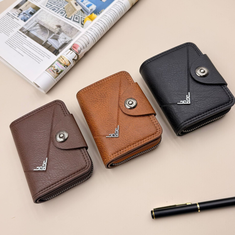 Akkordeon-stílusú kártyatartó pénztárca — nagy kapacitású, több kártyahely; uniszex; üzleti utazás stílus; Anyag: PU; Belső anyag: poliészter