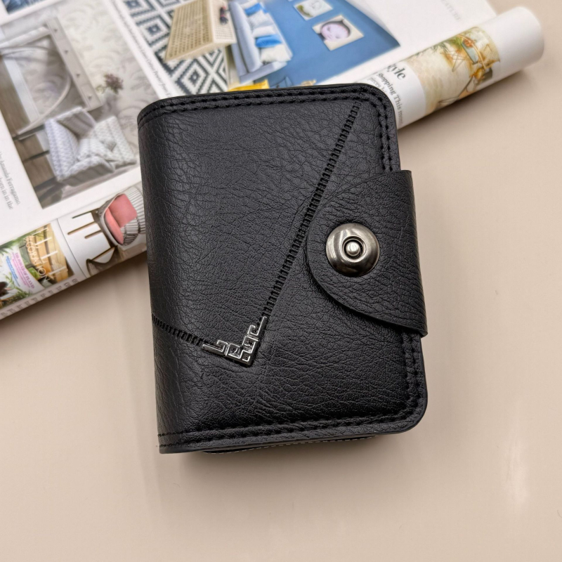 Akkordeon-stílusú kártyatartó pénztárca — nagy kapacitású, több kártyahely; uniszex; üzleti utazás stílus; Anyag: PU; Belső anyag: poliészter