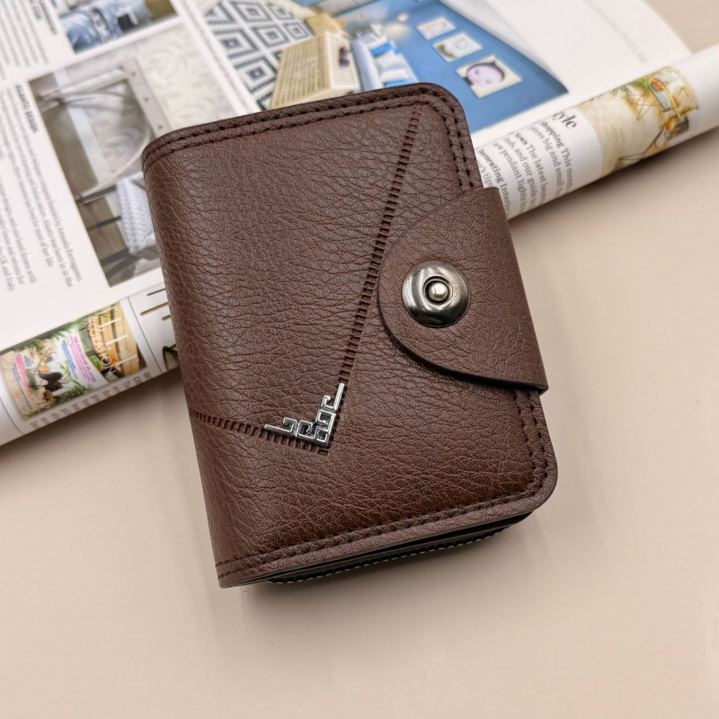 Akkordeon-stílusú kártyatartó pénztárca — nagy kapacitású, több kártyahely; uniszex; üzleti utazás stílus; Anyag: PU; Belső anyag: poliészter