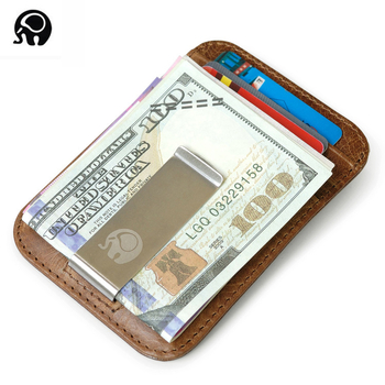 Small Round Elephant Kártyatartó - Valódi marhabőr, Anti-lopás, Uniszex