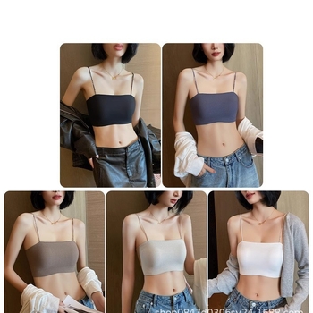 Tube-top podprsenka s tenkými tvarovanými košíčkami, plný košíček, bez kovových obrúčok, pevné dvojité ramienka, nylonová látka