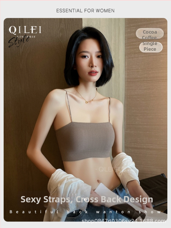 Tube-top podprsenka s tenkými tvarovanými košíčkami, plný košíček, bez kovových obrúčok, pevné dvojité ramienka, nylonová látka