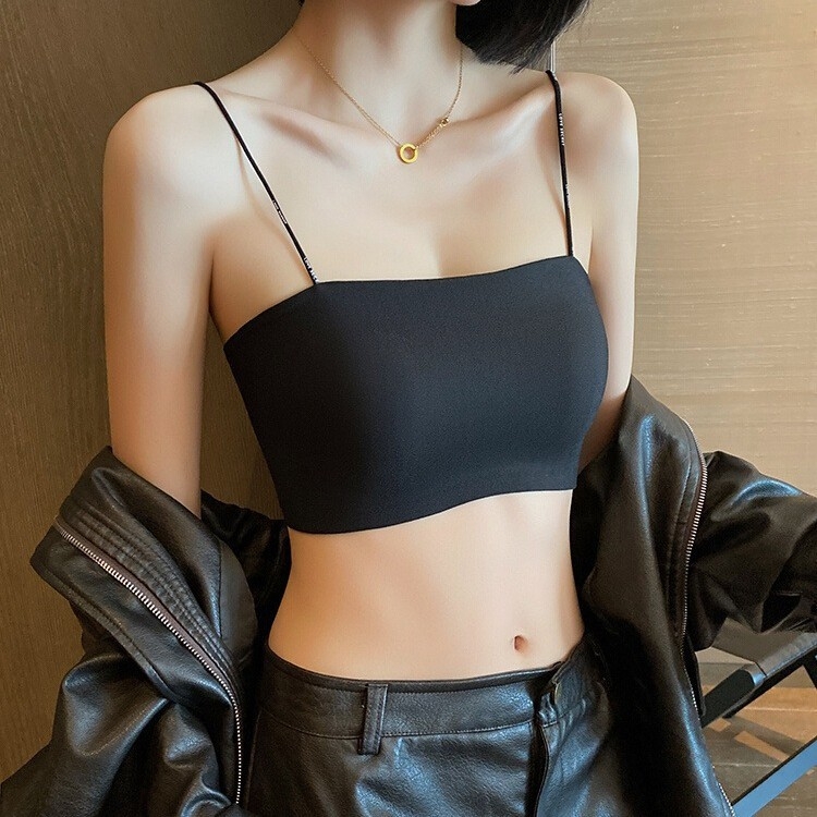 Tube-top podprsenka s tenkými tvarovanými košíčkami, plný košíček, bez kovových obrúčok, pevné dvojité ramienka, nylonová látka