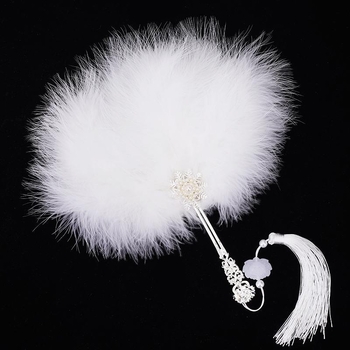 Evantai din pene, lucrat manual, stil Nou Chinezesc, recuzită pentru fotografie