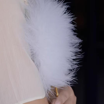 Evantai din pene, lucrat manual, stil Nou Chinezesc, recuzită pentru fotografie