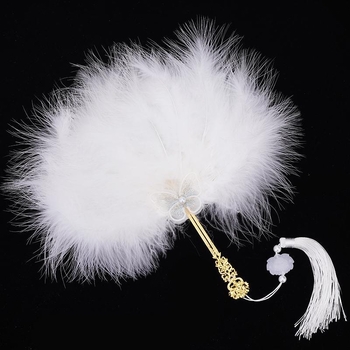 Evantai din pene, lucrat manual, stil Nou Chinezesc, recuzită pentru fotografie