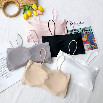 Najlon Ice-Silk tube top s jednim ramom, bez ojačanja, tanke naramenice, lijep leđa