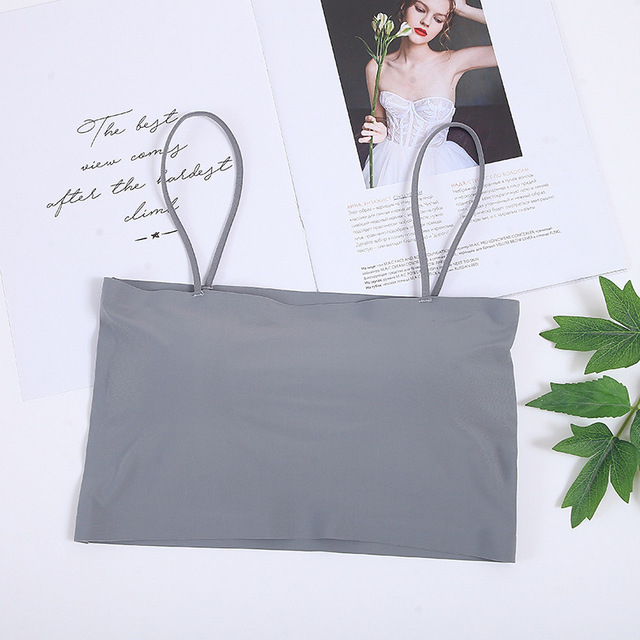 Najlon Ice-Silk tube top s jednim ramom, bez ojačanja, tanke naramenice, lijep leđa