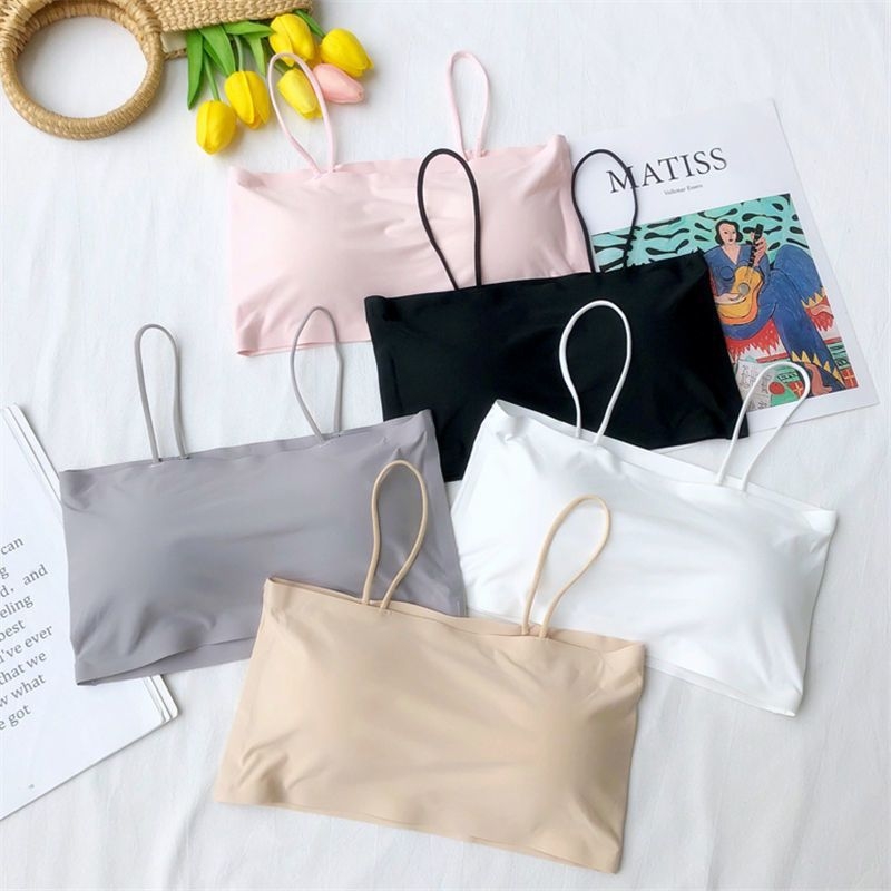 Najlon Ice-Silk tube top s jednim ramom, bez ojačanja, tanke naramenice, lijep leđa