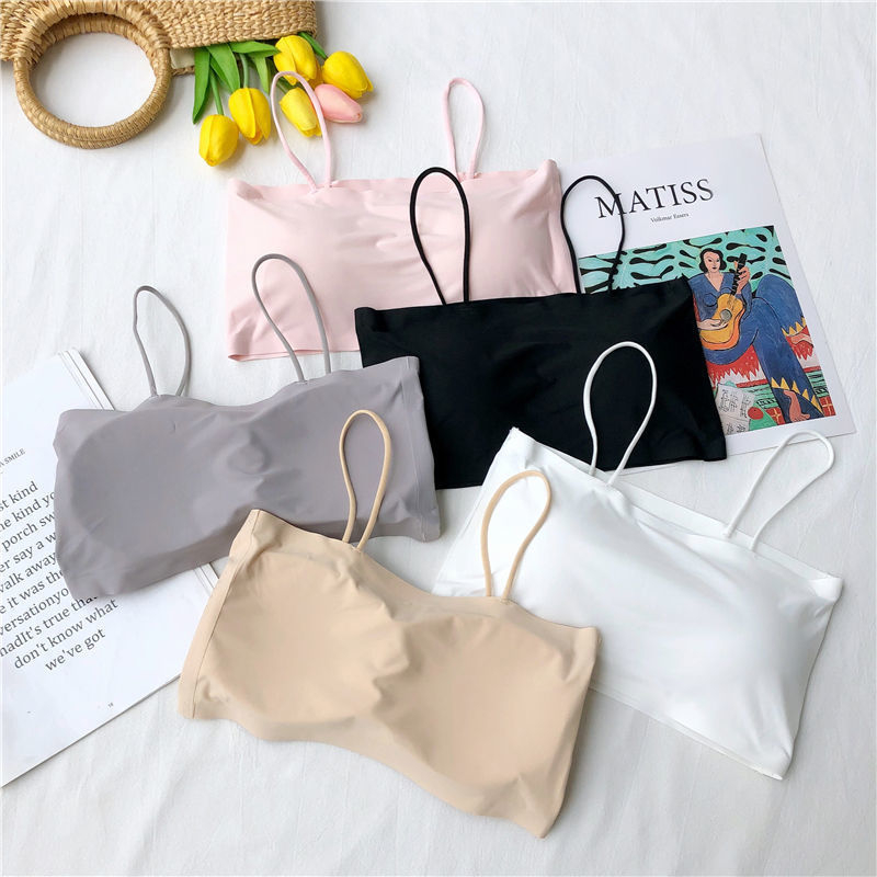 Najlon Ice-Silk tube top s jednim ramom, bez ojačanja, tanke naramenice, lijep leđa