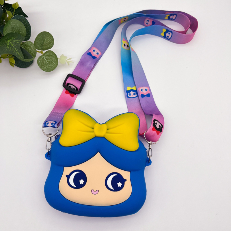 Silikonski novčanik s dizajnom princeze, crossbody na rame, ženski novčanik/torbica za slušalice, 1 preklop, vodootporan i otporan na habanje, street stil