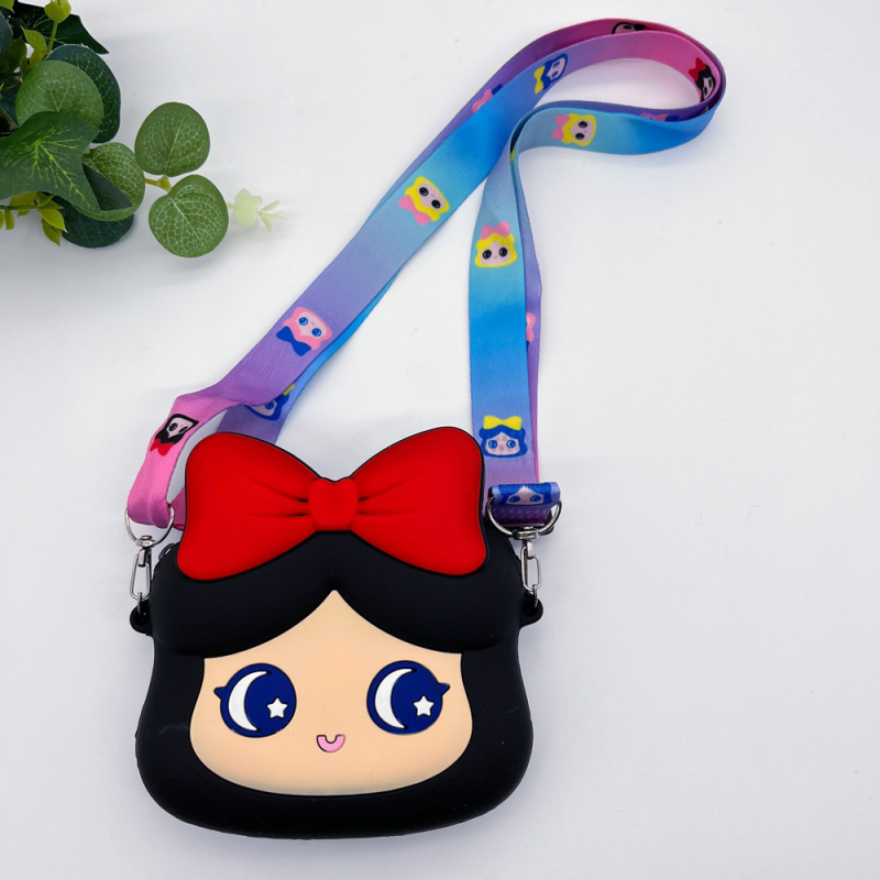 Silikonski novčanik s dizajnom princeze, crossbody na rame, ženski novčanik/torbica za slušalice, 1 preklop, vodootporan i otporan na habanje, street stil