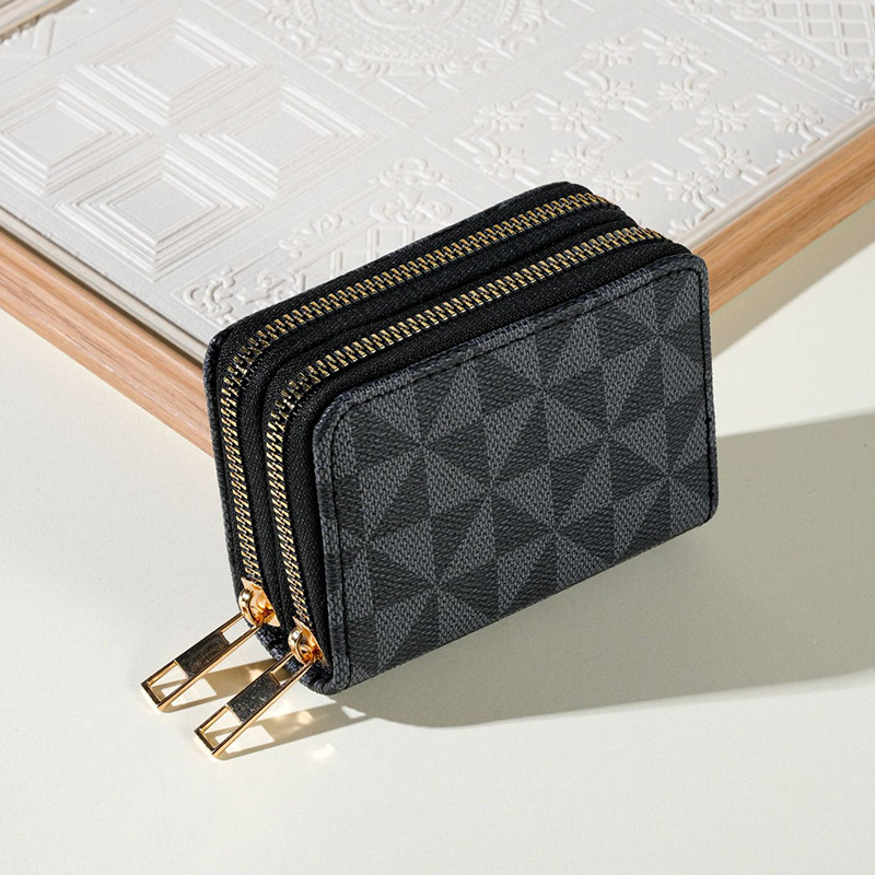 PU novčanik za kartice s geometrijskim uzorkom, unisex, gradski minimalistički stil, dvostruki preklop