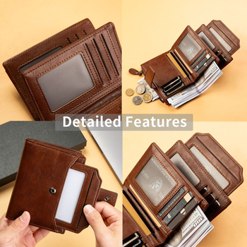Portofel pentru bărbați — compact, multifuncțional din piele PU, cu căptușeală din poliester, primăvara 2025, anti-furt