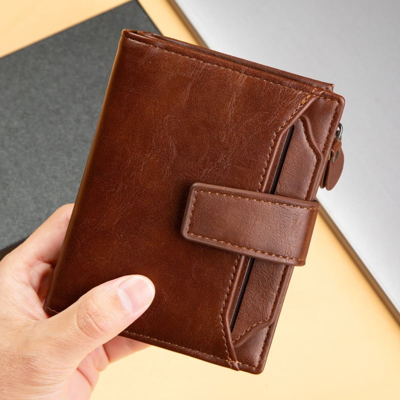Portofel pentru bărbați — compact, multifuncțional din piele PU, cu căptușeală din poliester, primăvara 2025, anti-furt