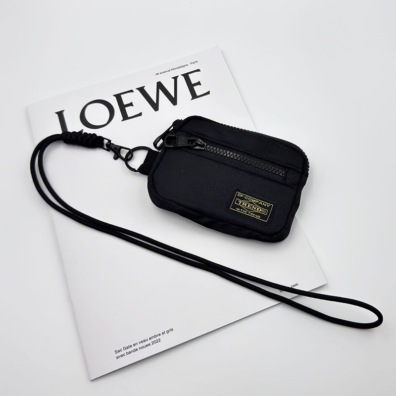 Mini novčanik za kovanice i kartice s naramenicom – najlon, uzorak slovo, Unisex, Princess diana leather goods, gradski minimalistički stil, organizator slušalica i ključeva