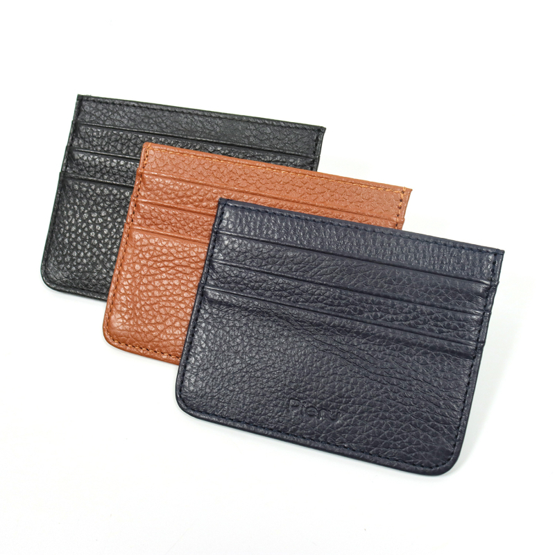 Ultra vékony bőr kártyatartó lychee mintával, egy darabból álló aprópénztárca, városi minimalist stílus, minden nem számára