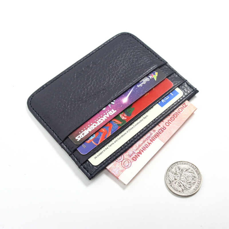 Ultra vékony bőr kártyatartó lychee mintával, egy darabból álló aprópénztárca, városi minimalist stílus, minden nem számára