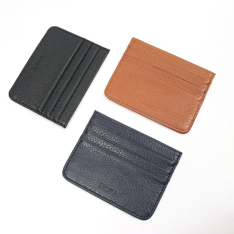 Ultra vékony bőr kártyatartó lychee mintával, egy darabból álló aprópénztárca, városi minimalist stílus, minden nem számára