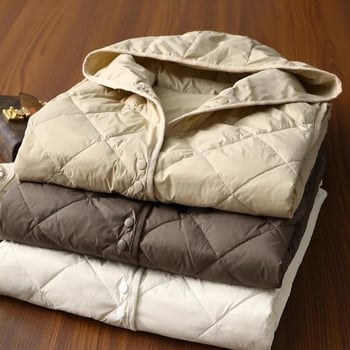 Γυναικείο quilted γιλέκο με κουκούλα, ελαφρύ και ζεστό, κανονική γραμμή, λαιμός polo, ύφασμα chenille, 90–95% ελαστάν