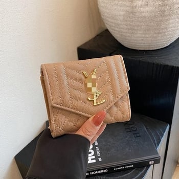 Kompakt PU pénztárca betűmintával, kártyatartó és érmes rekesz, PU bélés, ősz 2025