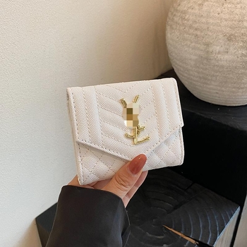 Kompakt PU pénztárca betűmintával, kártyatartó és érmes rekesz, PU bélés, ősz 2025