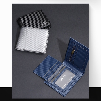 Portofel bărbați din PU, antifurt, capacitate mare, design cu două pliuri, suport pentru carduri și monede