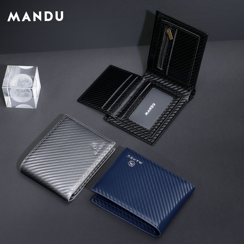 Portofel bărbați din PU, antifurt, capacitate mare, design cu două pliuri, suport pentru carduri și monede