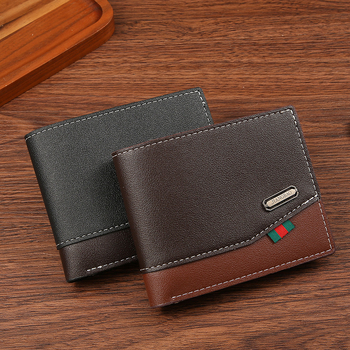 Portofel pentru bărbați din PU, design patchwork, ultra-ușor, rezistent, capacitate mare și sloturi multiple pentru carduri