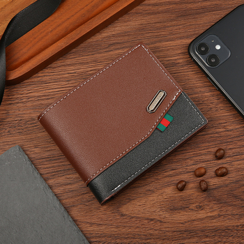 Portofel pentru bărbați din PU, design patchwork, ultra-ușor, rezistent, capacitate mare și sloturi multiple pentru carduri