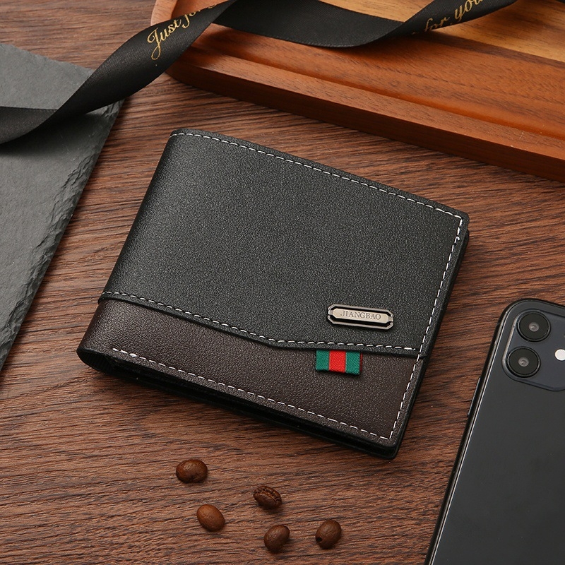 Portofel pentru bărbați din PU, design patchwork, ultra-ușor, rezistent, capacitate mare și sloturi multiple pentru carduri