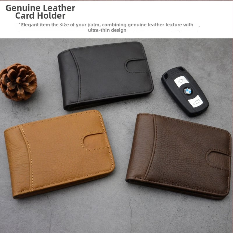 Deluns Portofel carduri din piele naturală, Top-Grain Cowhide, stil Business Elite, pliabil cu funcție anti-furt