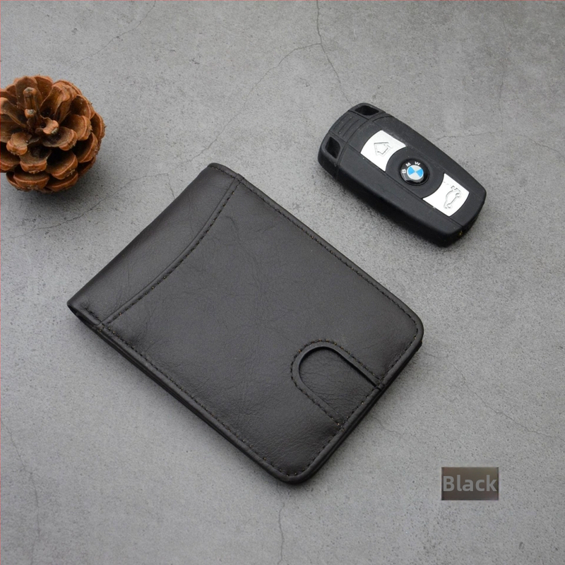 Deluns Portofel carduri din piele naturală, Top-Grain Cowhide, stil Business Elite, pliabil cu funcție anti-furt