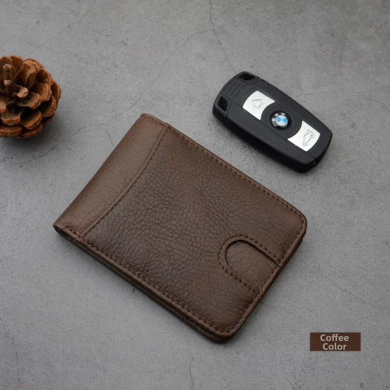 Deluns Portofel carduri din piele naturală, Top-Grain Cowhide, stil Business Elite, pliabil cu funcție anti-furt