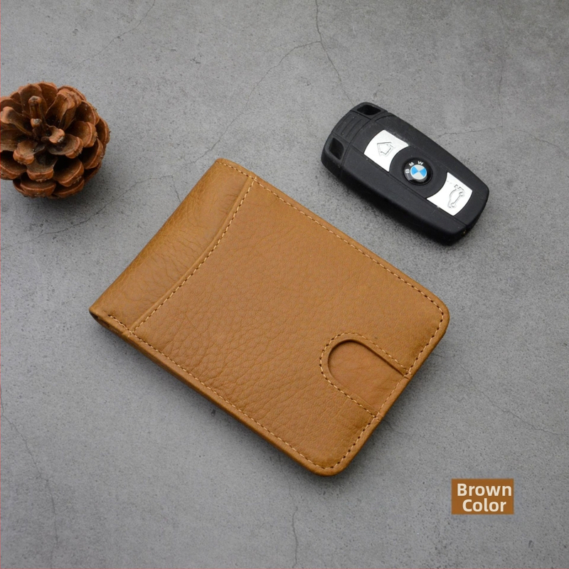 Deluns Portofel carduri din piele naturală, Top-Grain Cowhide, stil Business Elite, pliabil cu funcție anti-furt