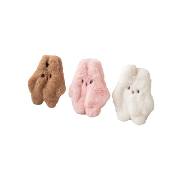 Portofel monedă pluș cu iepuraș, mini port-card cu o singură pliură, căptușeală poliester, unisex