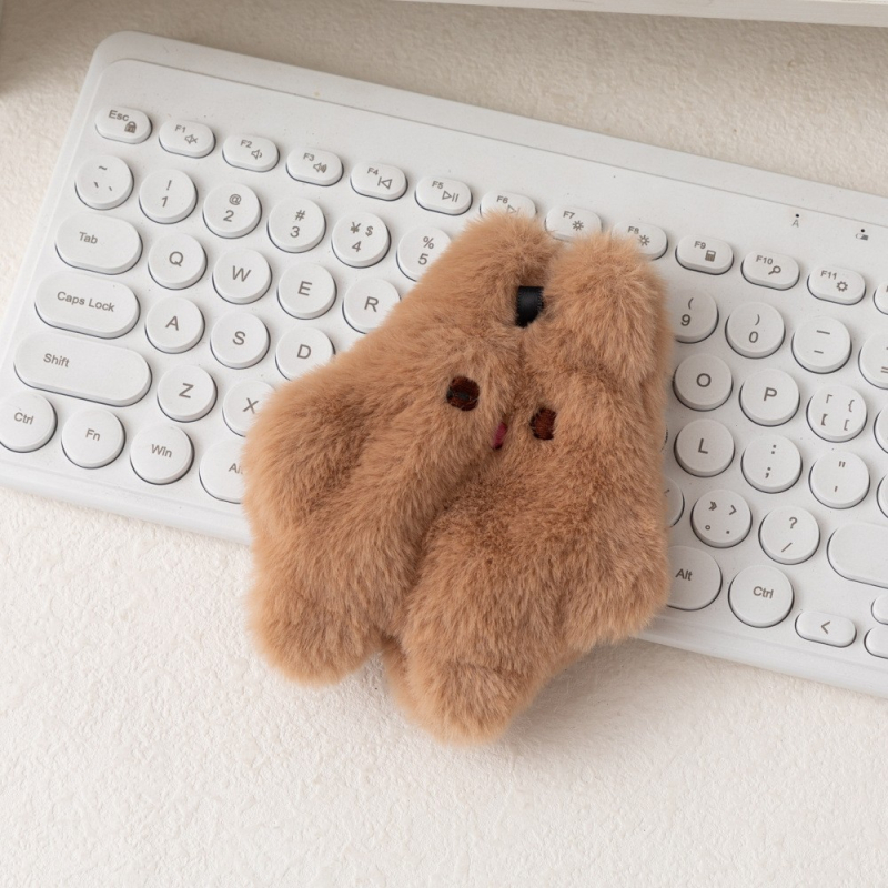 Portofel monedă pluș cu iepuraș, mini port-card cu o singură pliură, căptușeală poliester, unisex