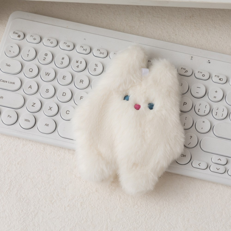 Portofel monedă pluș cu iepuraș, mini port-card cu o singură pliură, căptușeală poliester, unisex