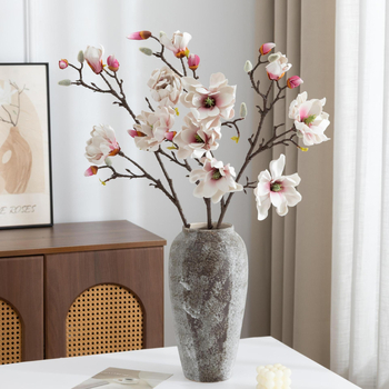 Mesterséges magnóliaág – PU anyag, élethű magnólia virágok, esküvői és fotózási rekvizitek, otthoni dekoráció