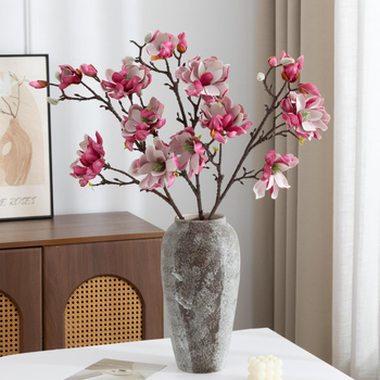 Mesterséges magnóliaág – PU anyag, élethű magnólia virágok, esküvői és fotózási rekvizitek, otthoni dekoráció