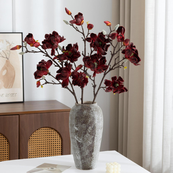 Mesterséges magnóliaág – PU anyag, élethű magnólia virágok, esküvői és fotózási rekvizitek, otthoni dekoráció