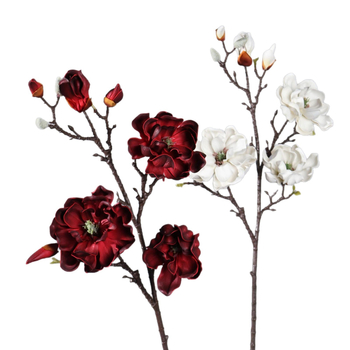 Mesterséges magnóliaág – PU anyag, élethű magnólia virágok, esküvői és fotózási rekvizitek, otthoni dekoráció