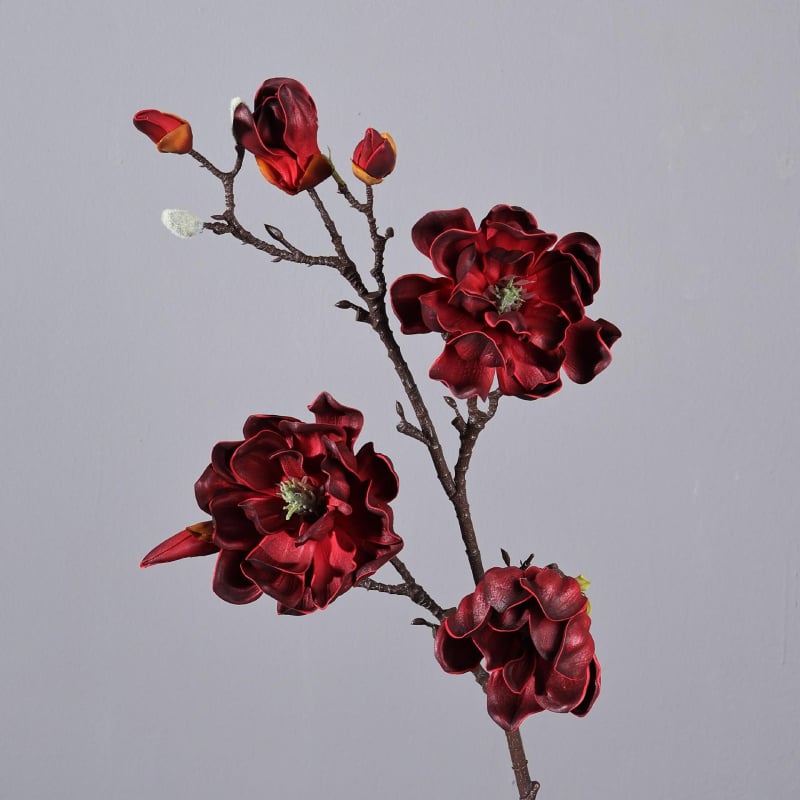 Mesterséges magnóliaág – PU anyag, élethű magnólia virágok, esküvői és fotózási rekvizitek, otthoni dekoráció