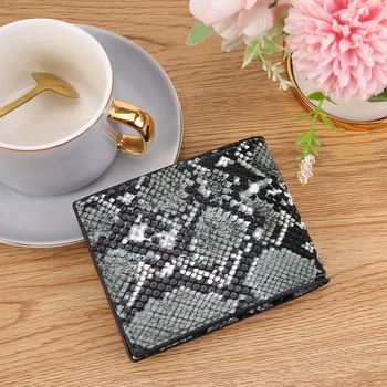 Portofel masculin scurt, cu model geometric, compartiment pentru carduri integrat, piele PU ultraușoară, căptușeală din poliester