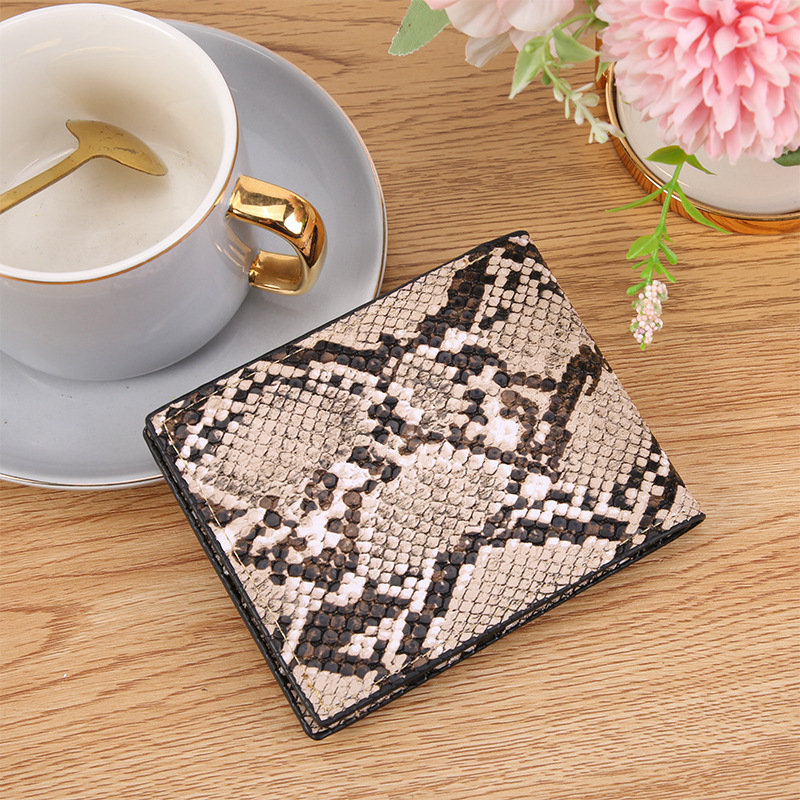 Portofel masculin scurt, cu model geometric, compartiment pentru carduri integrat, piele PU ultraușoară, căptușeală din poliester