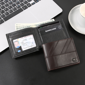 Portofel bărbătește scurt din PU, suport pentru card încorporat, mai multe compartimente pentru carduri, capacitate mare, rezistent la uzură